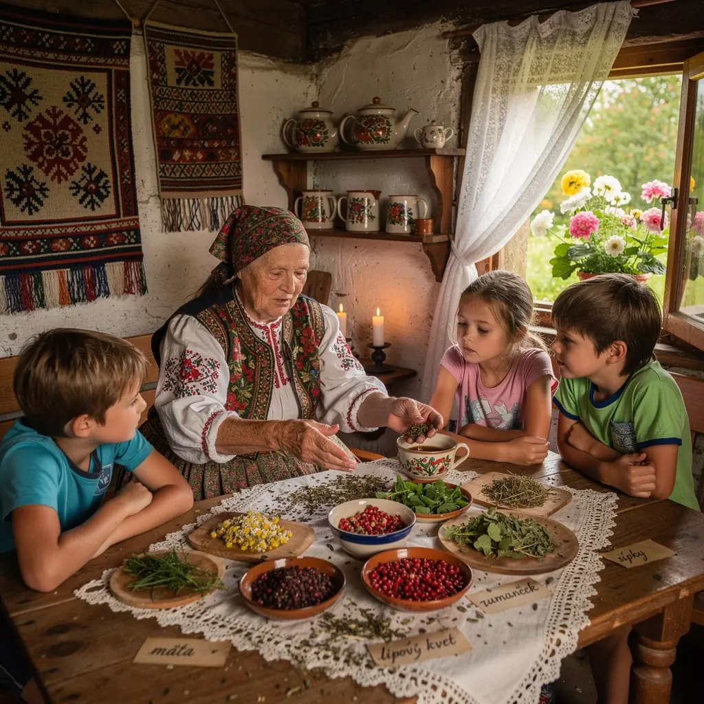 Rodina vychutnávajúca si čaj počas spoločného stretnutia